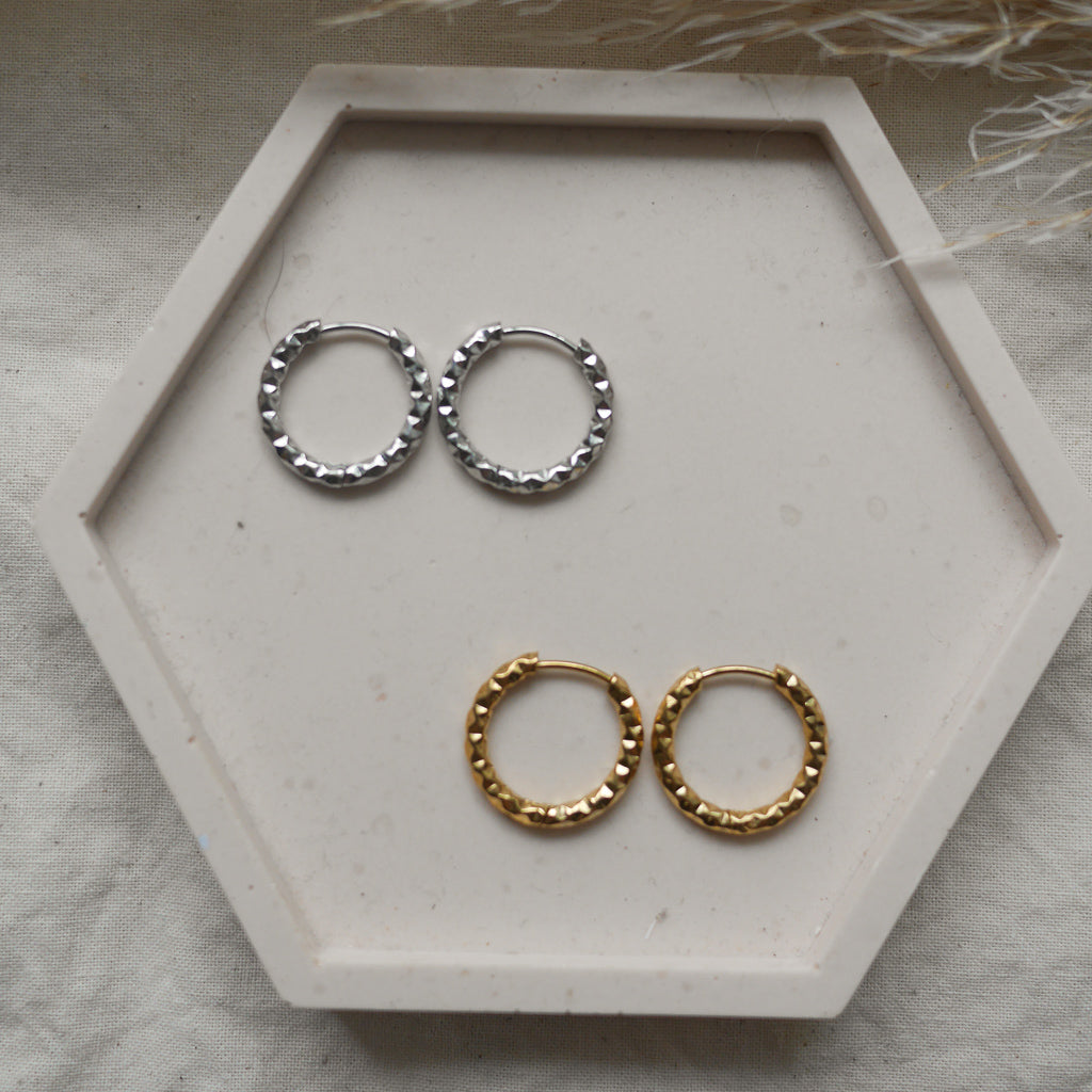 Créoles martelées dorées pour bar à boucles – base pour pampilles interchangeables