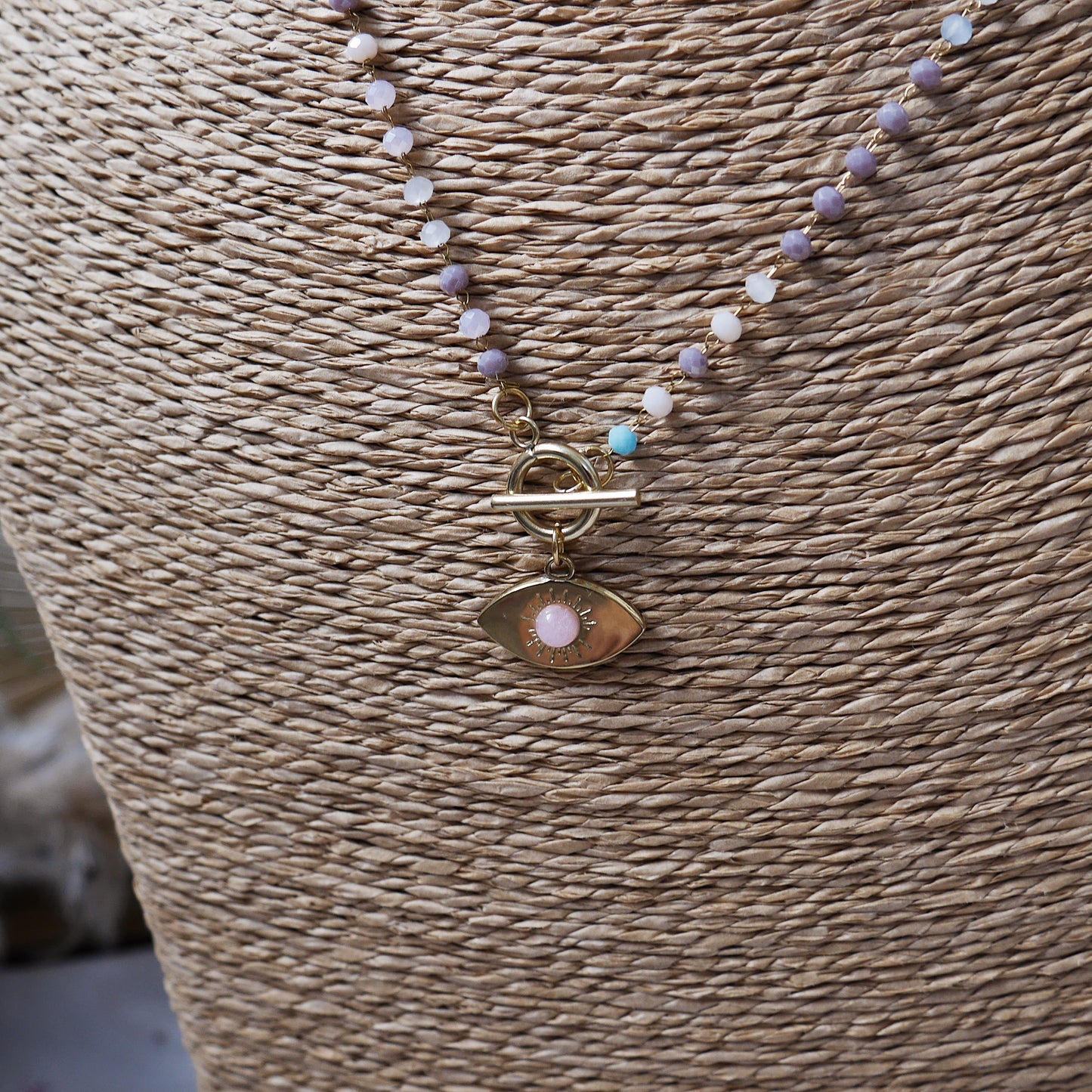 SIBIU I Collier chaine colorée breloque oeil