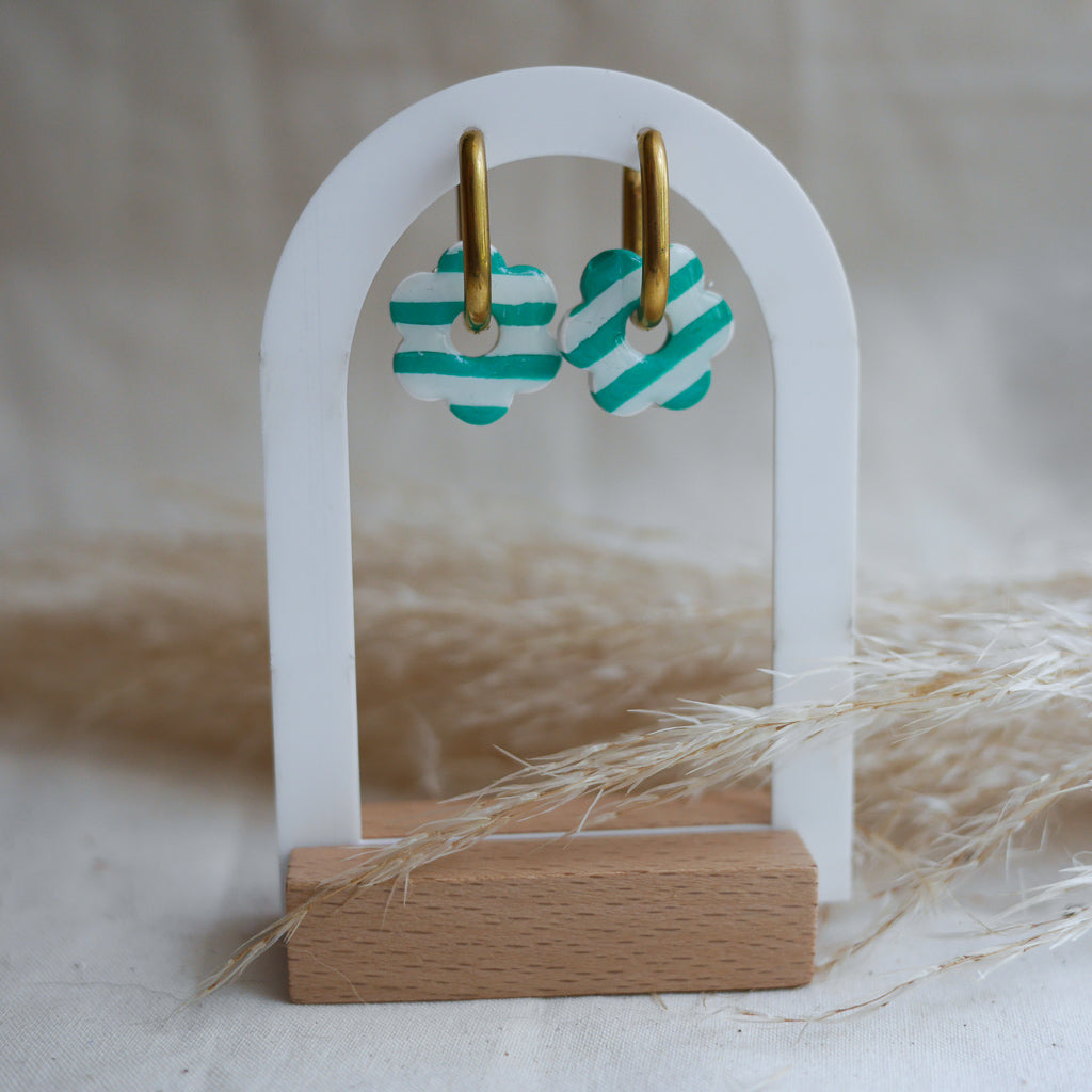 Breloque fleur à rayures – pampille interchangeable pour boucle d’oreille personnalisée - Amolia
