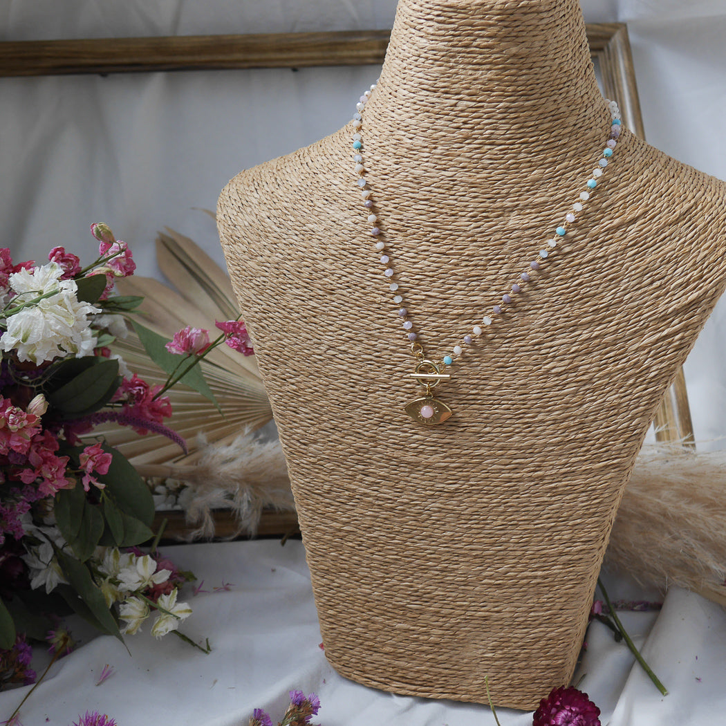SIBIU I Collier chaine colorée breloque oeil