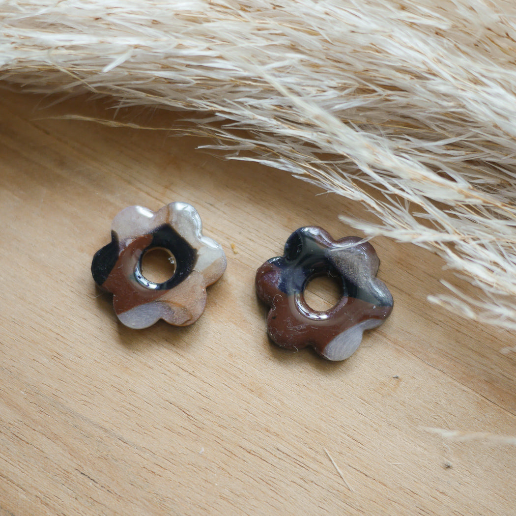 FLORA - Breloques interchangeables écaille de tortue marron et noir