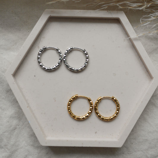 Créoles martelées dorées pour bar à boucles – base pour pampilles interchangeables