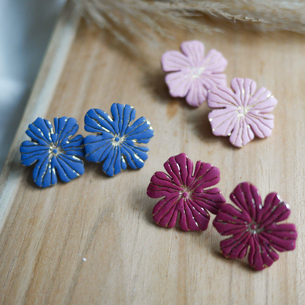LILAS - Boucles d'oreilles fleurs à clips ou à clous