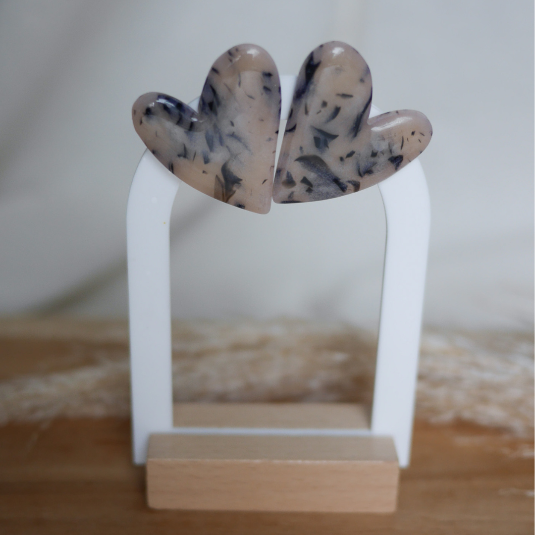 PRAGUE - Boucles d'oreille coeur imprimé écaille de tortue