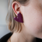 PRAGUE - Boucles d'oreilles coeur couleur unie