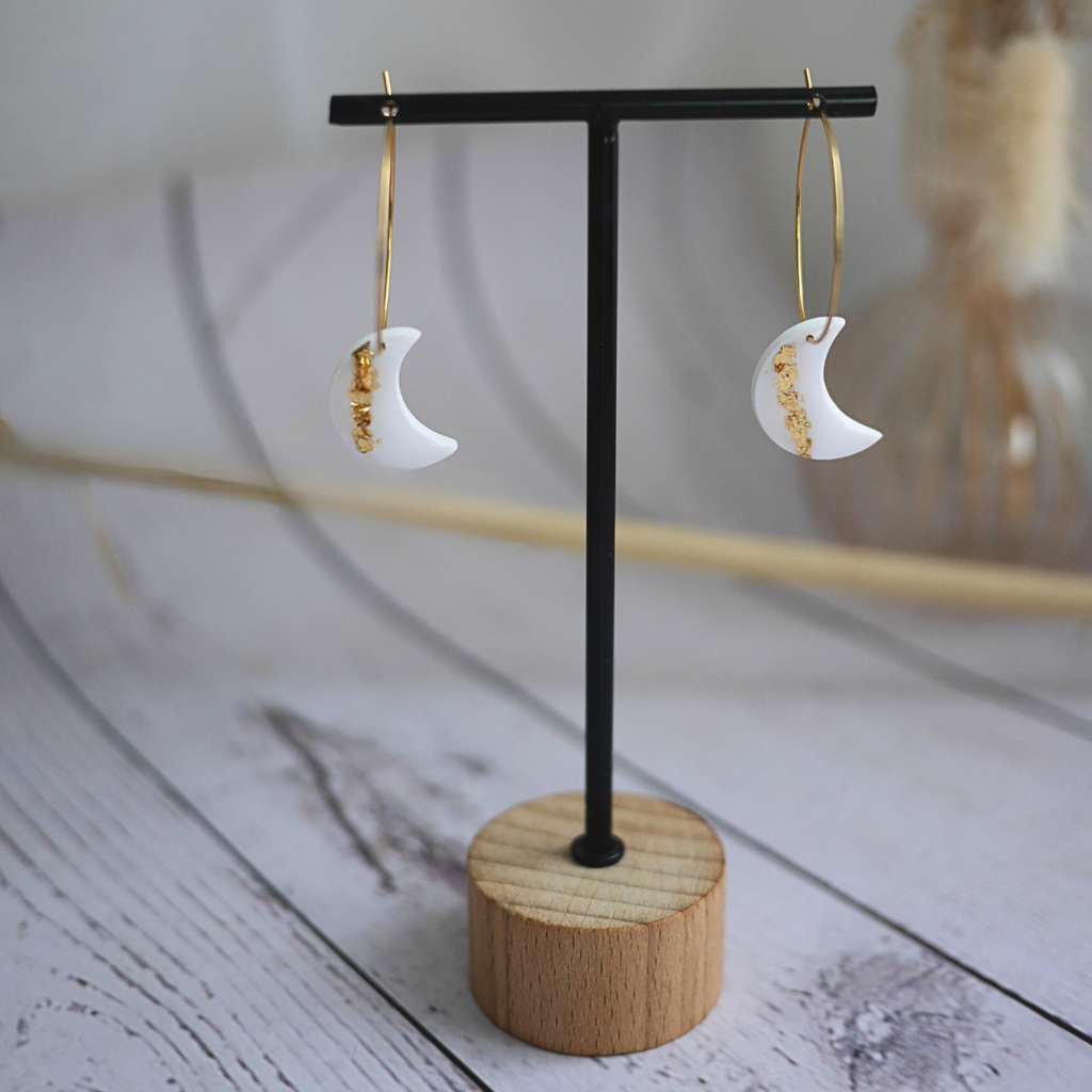 LUNA I Boucles d'oreilles créoles avec breloque lune