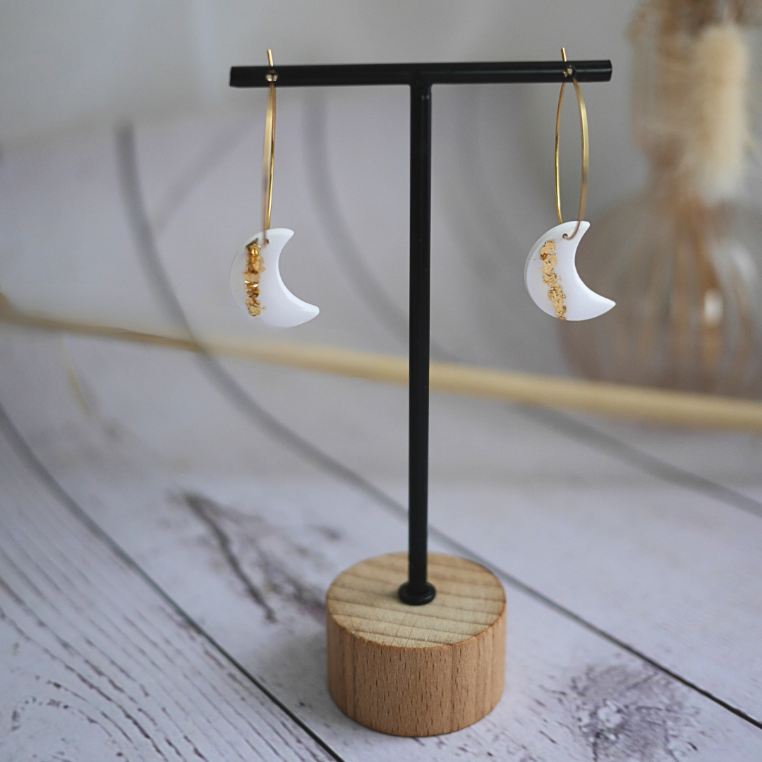 LUNA I Boucles d'oreilles créoles avec breloque lune