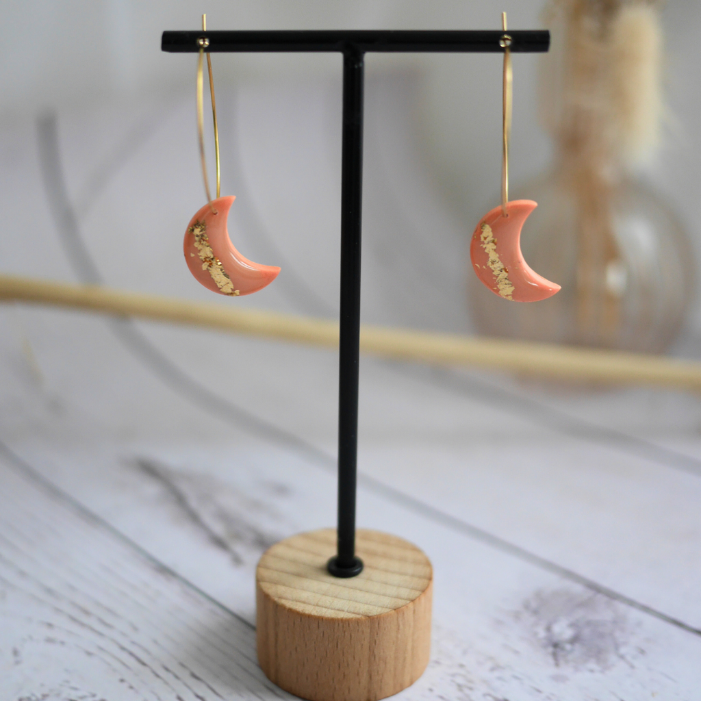 LUNA I Boucles d'oreilles créoles avec breloque lune