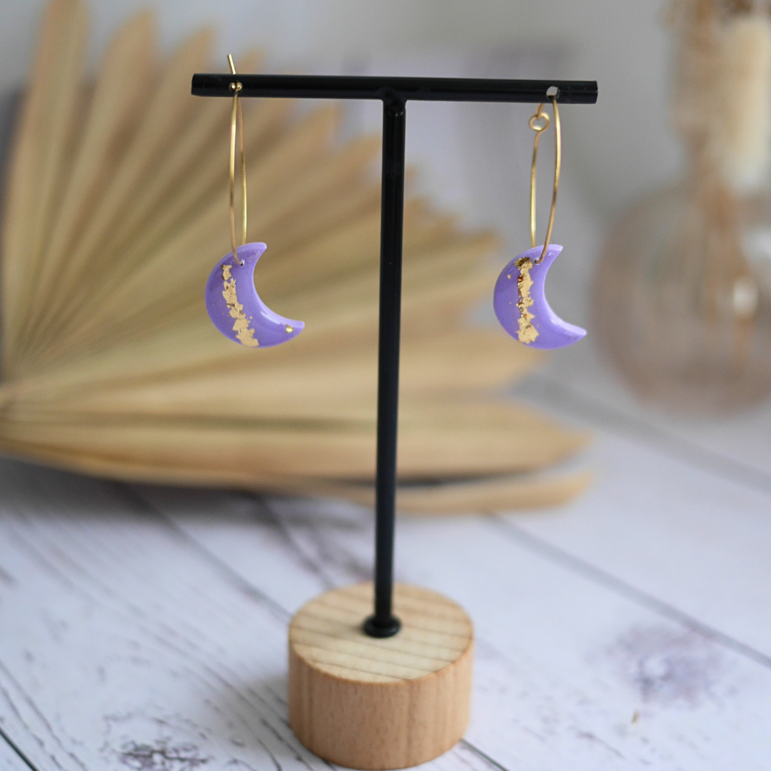 LUNA I Boucles d'oreilles créoles avec breloque lune