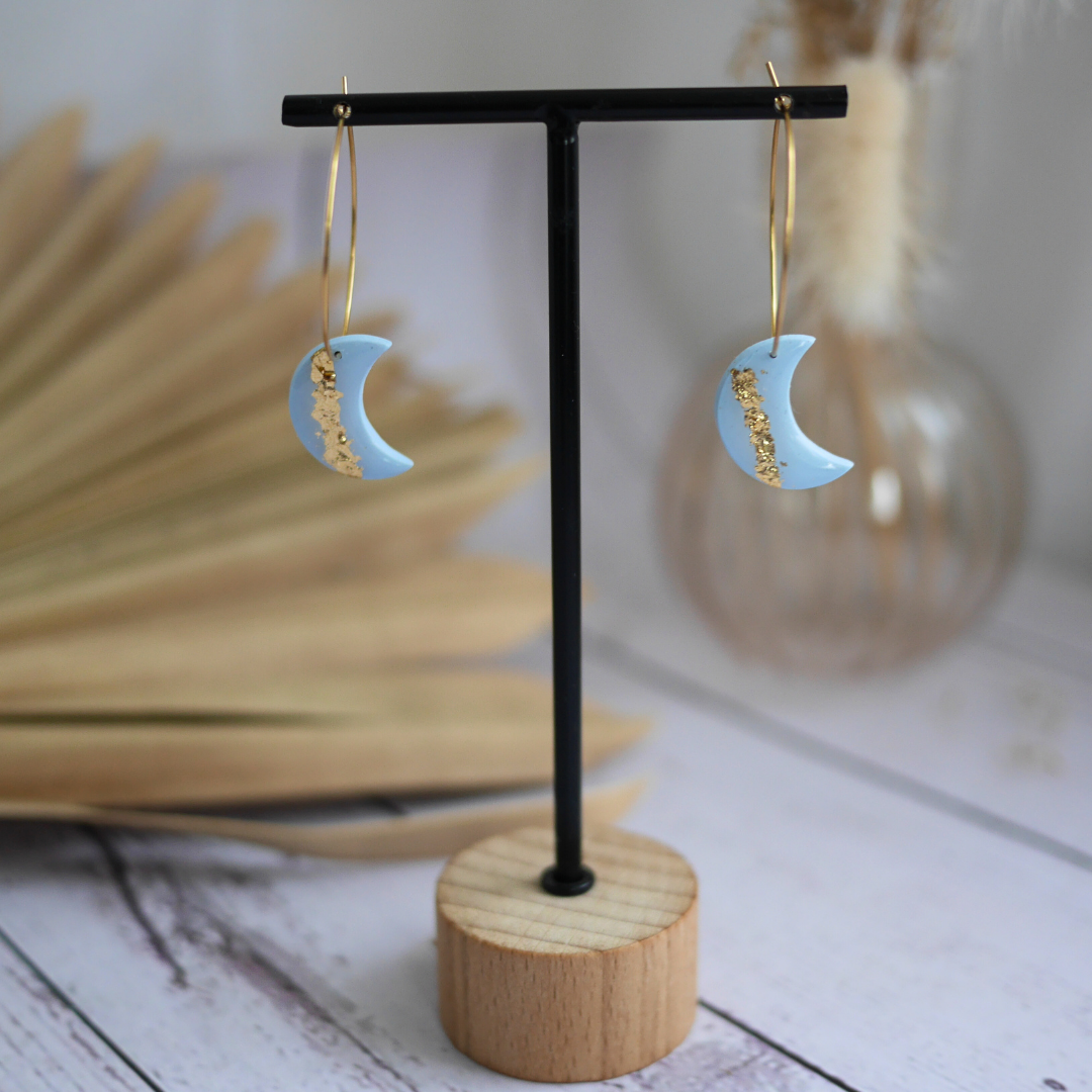 LUNA I Boucles d'oreilles créoles avec breloque lune