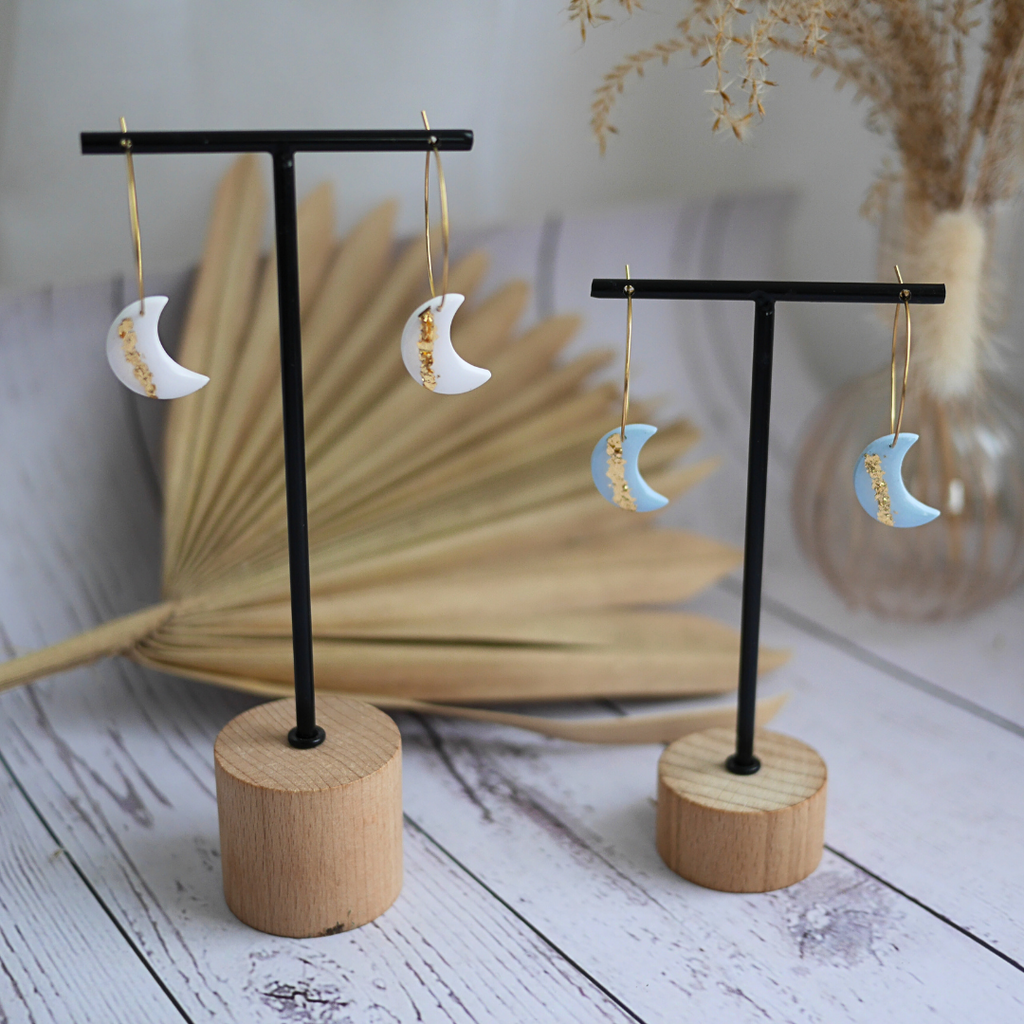 LUNA I Boucles d'oreilles créoles avec breloque lune