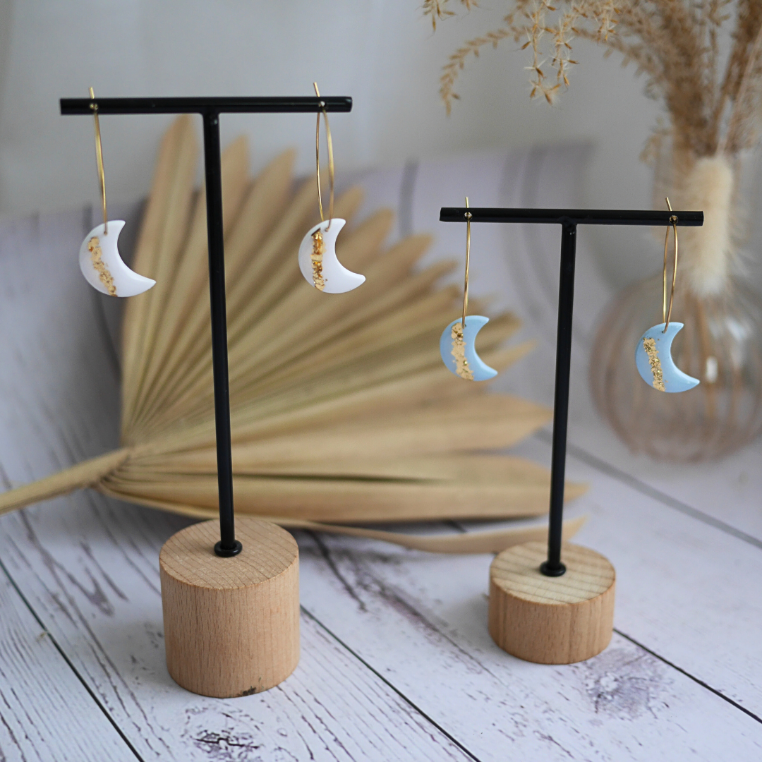 LUNA I Boucles d'oreilles créoles avec breloque lune