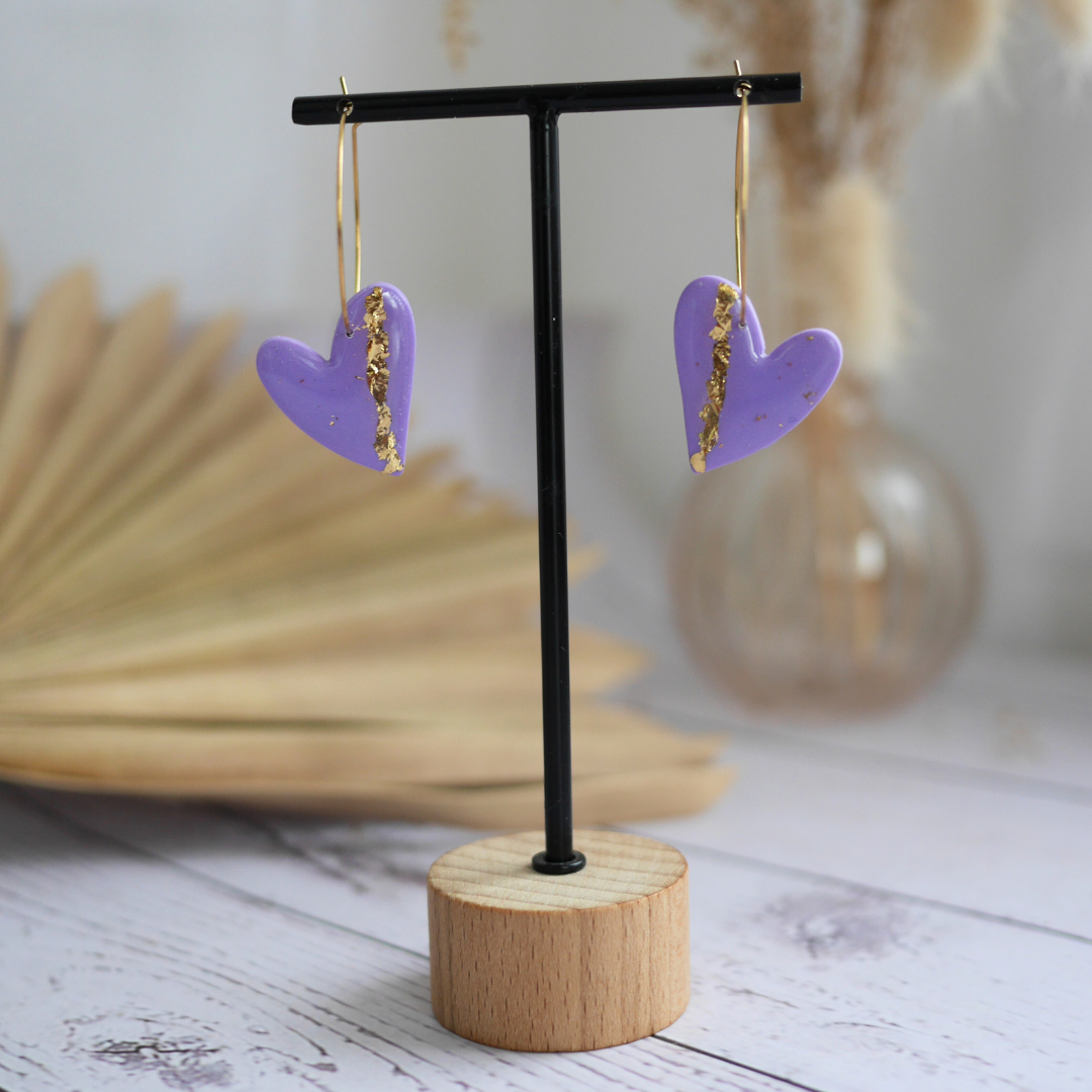 OSLO I Boucles d'oreilles créoles à breloque coeur colorée