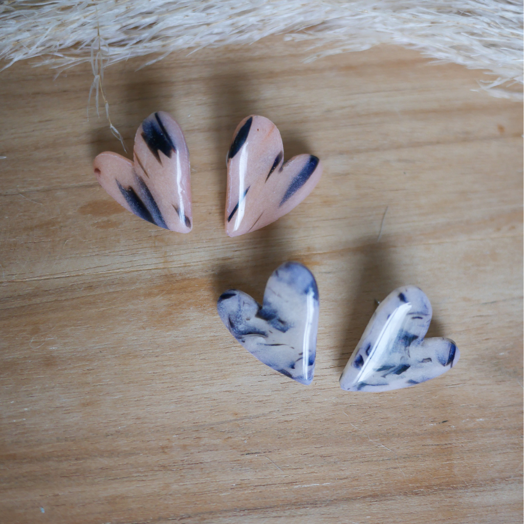 PRAGUE - Boucles d'oreille coeur imprimé écaille de tortue