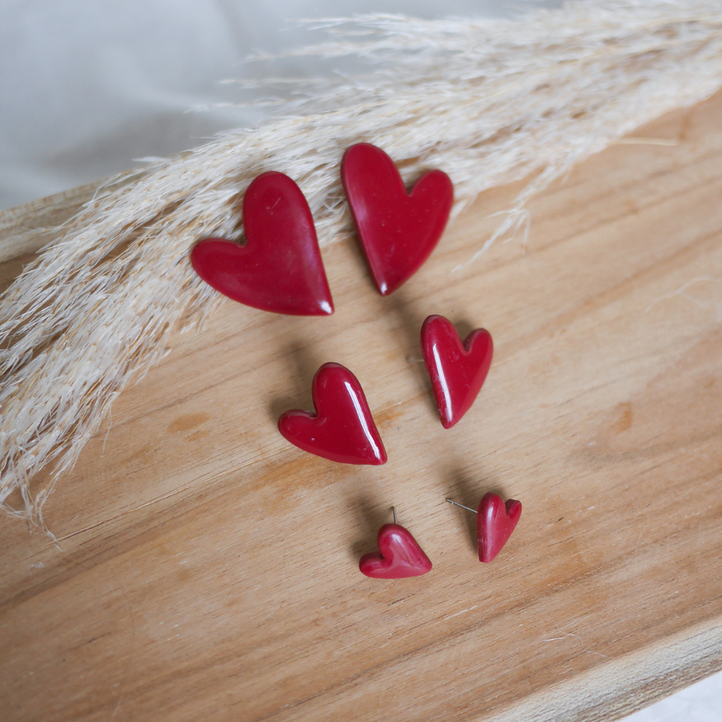 PRAGUE - Boucles d'oreilles coeur couleur unie