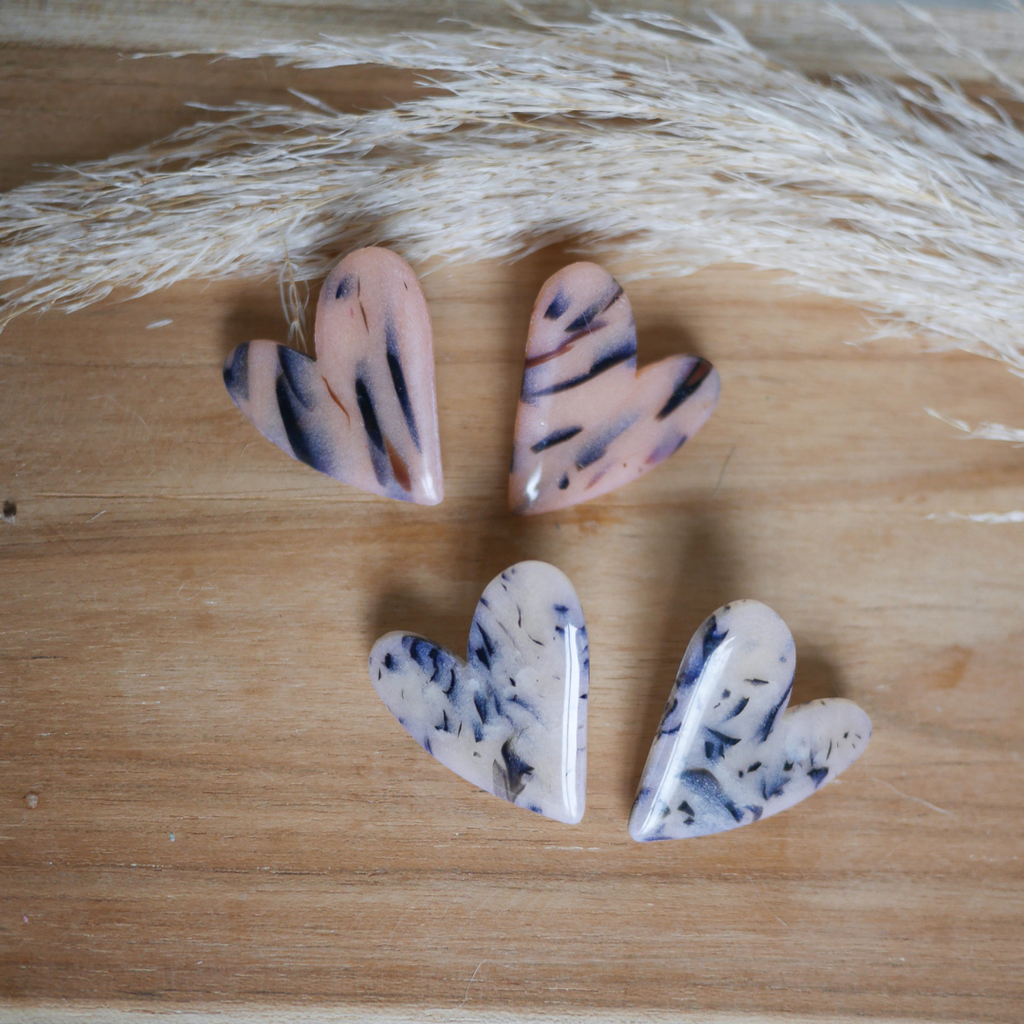 PRAGUE - Boucles d'oreille coeur imprimé écaille de tortue