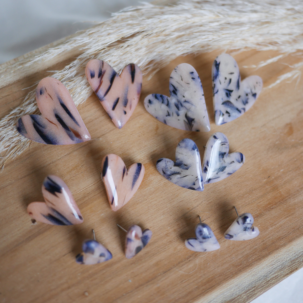 PRAGUE - Boucles d'oreille coeur imprimé écaille de tortue