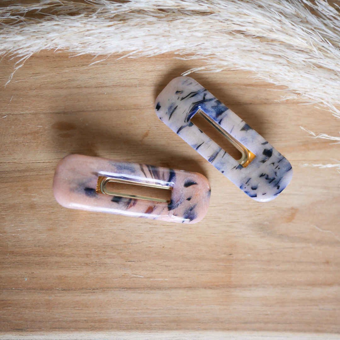 TURIN – Pince à cheveux rectangle ajouré en pâte polymère