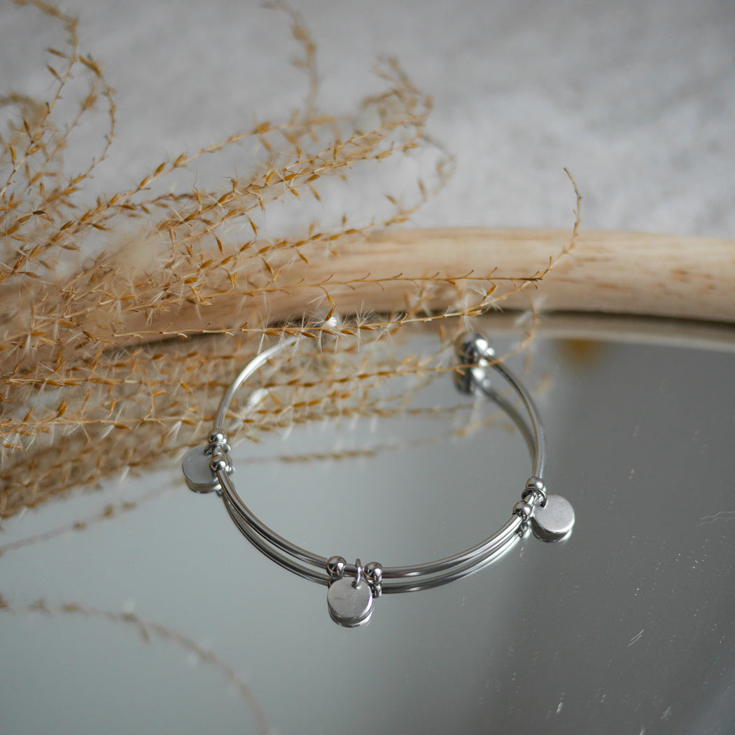 BILBAO - Bracelet jonc avec 3 breloques personnalisables