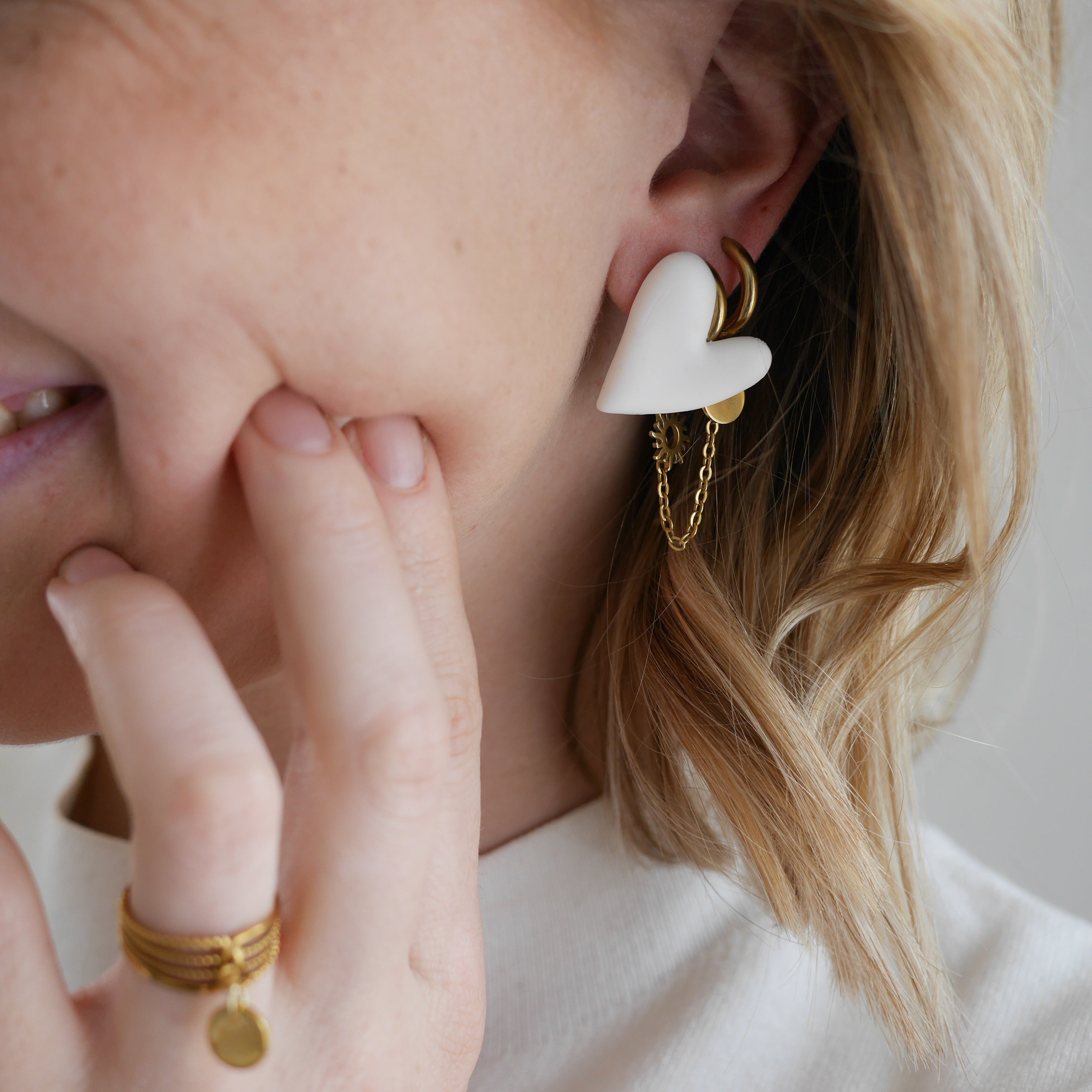 PRAGUE - Boucles d'oreilles coeur couleur unie