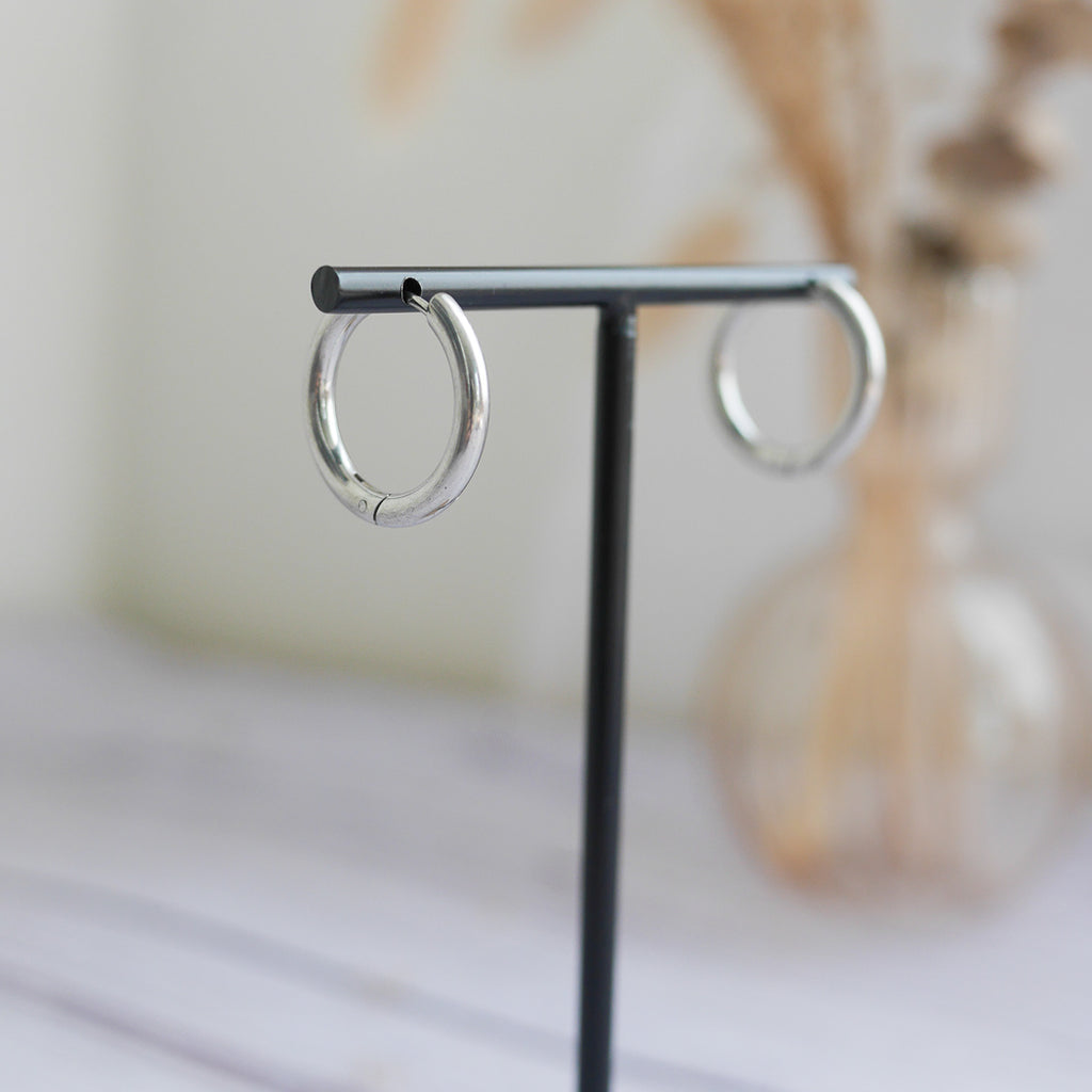 Créoles en acier inoxydable - rondes larges - Bar à boucles