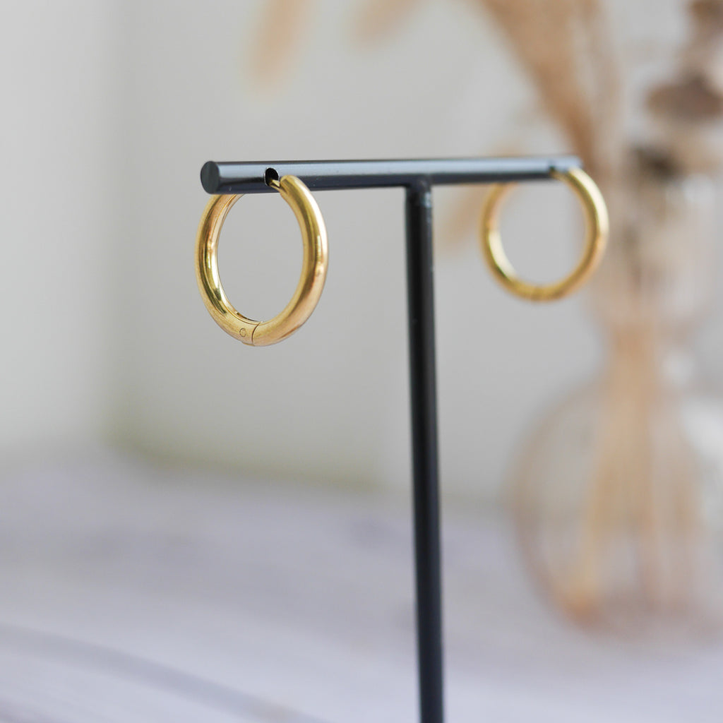 Créoles en acier inoxydable - rondes larges - Bar à boucles