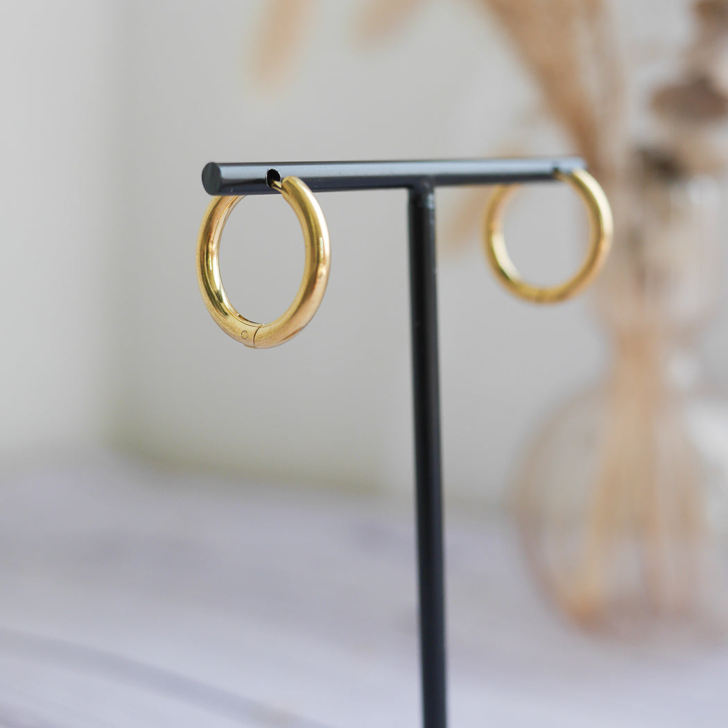 Créoles en acier inoxydable - rondes larges - Bar à boucles