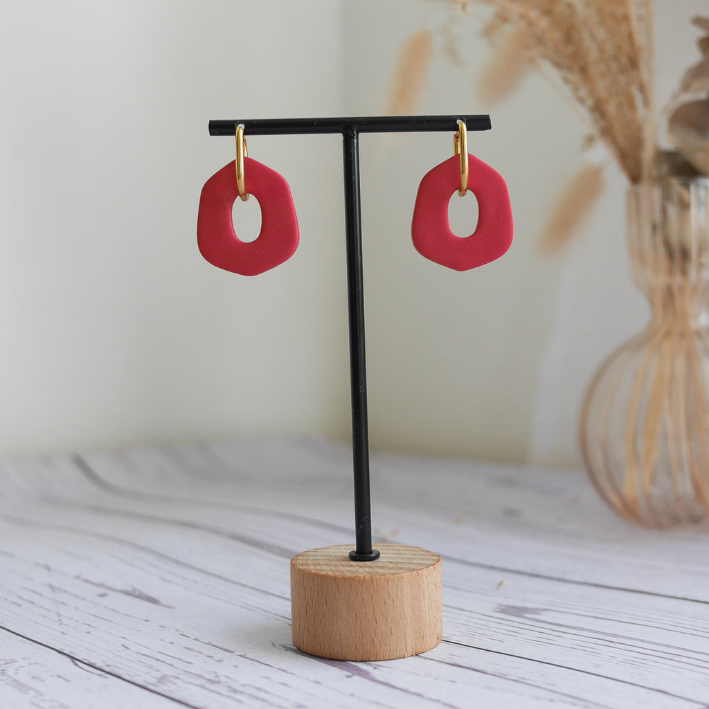 Créoles en acier inoxydable - ovales fines - Bar à boucles