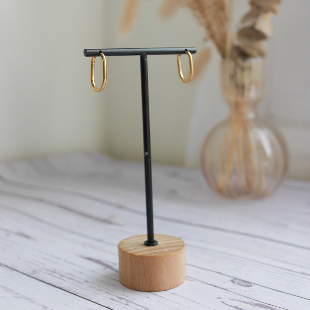 Créoles en acier inoxydable - ovales fines - Bar à boucles