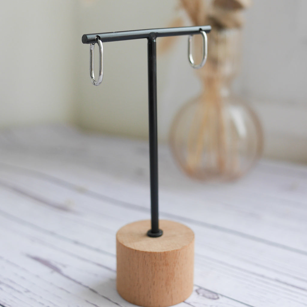 Créoles en acier inoxydable - ovales fines - Bar à boucles