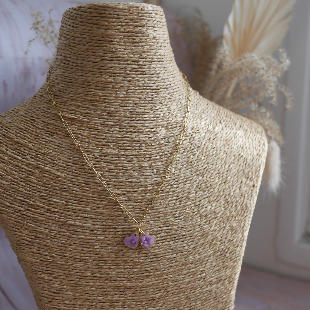 LOVE I  Collier personnalisable avec breloque colorée en forme de coeur