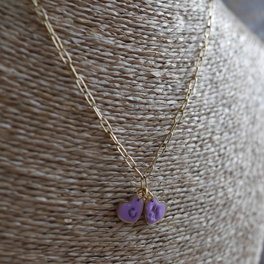 LOVE I  Collier personnalisable avec breloque colorée en forme de coeur