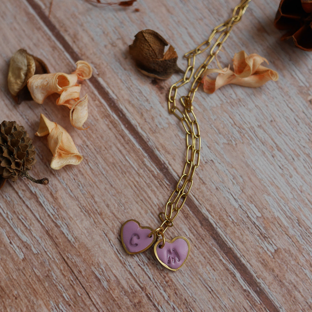 LOVE I  Collier personnalisable avec breloque colorée en forme de coeur