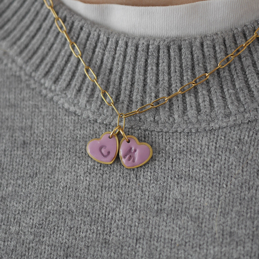 LOVE I  Collier personnalisable avec breloque colorée en forme de coeur