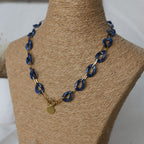 Collier maillons effet écaille de tortue bleu avec breloque personnalisable