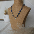 Collier maillons effet écaille de tortue bleu avec breloque personnalisable