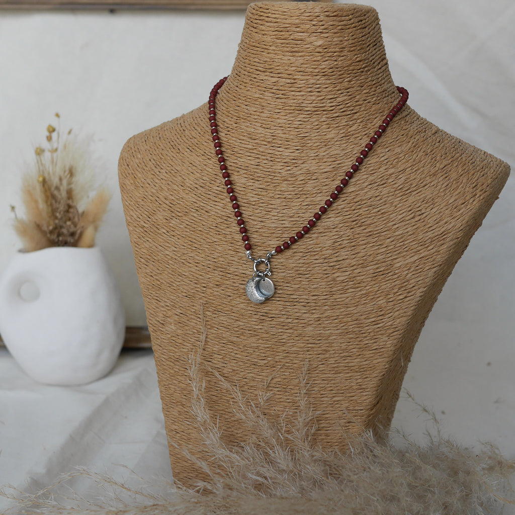 collier lisbonne en acier inoxydable avec breloque personnalisable 