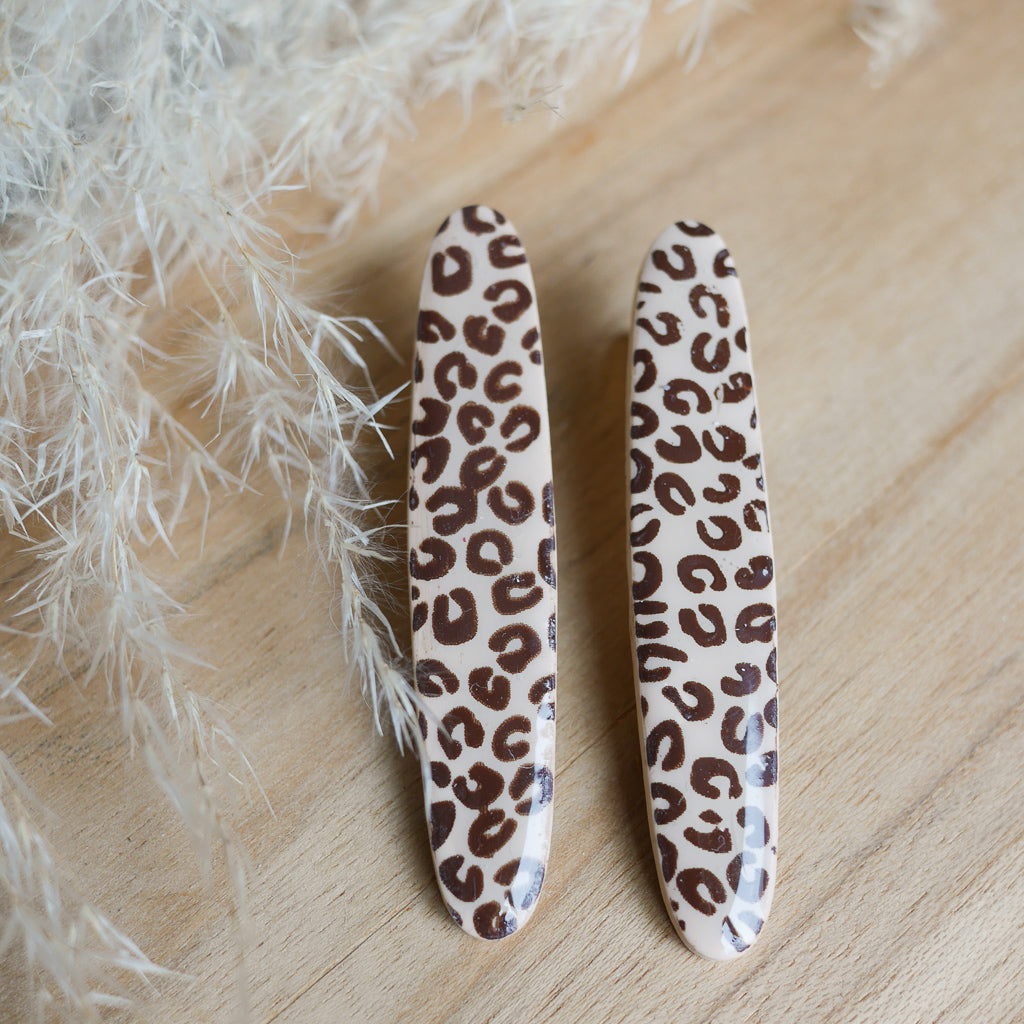 MALTA - Duo de barrettes imprimé Léopard