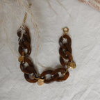 BOSTON - Bracelet maillons écaille de tortue marron personnalisable