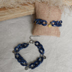 DENVERS - Bracelet maillons bleus écaille de tortue personnalisable