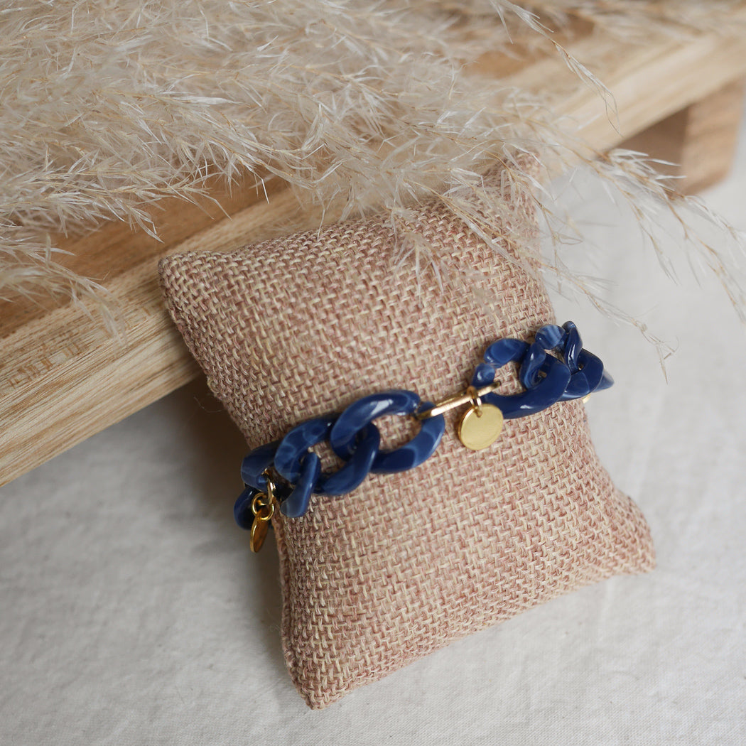 DENVERS - Bracelet maillons bleus écaille de tortue personnalisable