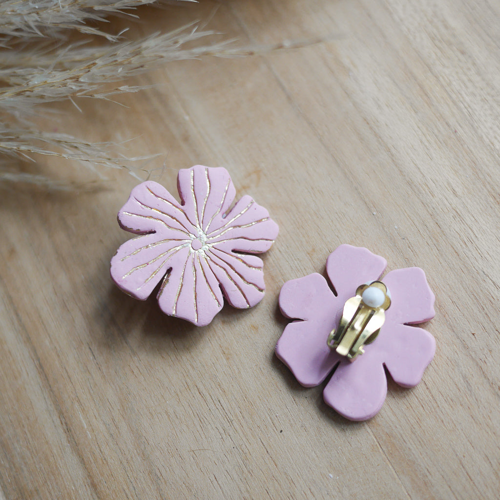 LILAS - Boucles d'oreilles fleurs à clips ou à clous