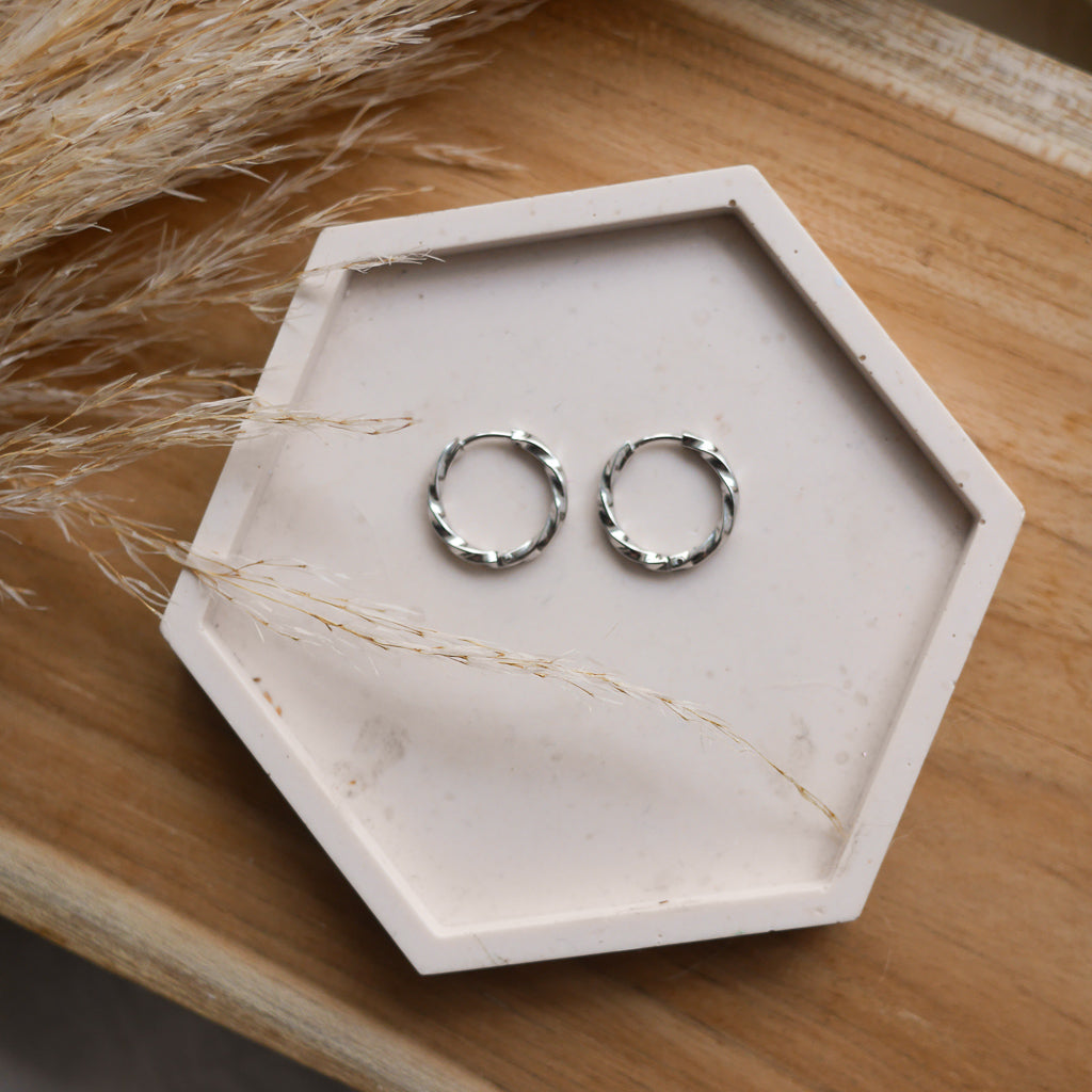 Créoles en acier inoxydable - rondes torsadées - Bar à boucles