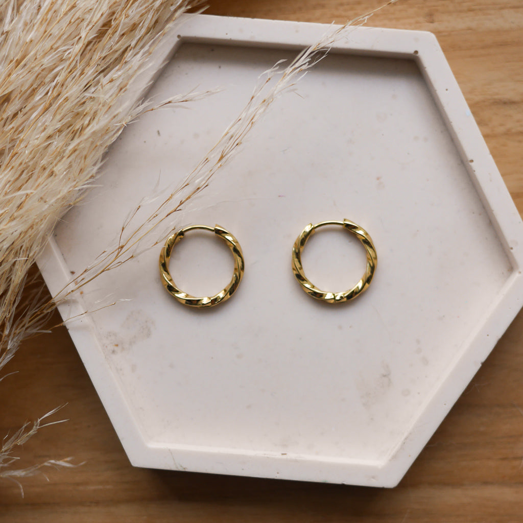 Créoles en acier inoxydable - rondes torsadées - Bar à boucles