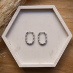 Créoles en acier inoxydable - ovales torsadées - Bar à boucles