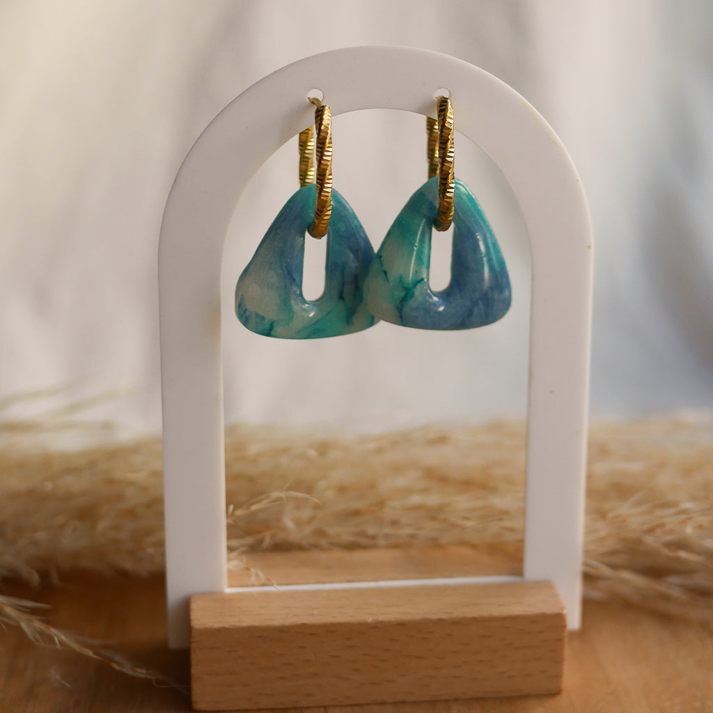 Créoles en acier inoxydable - ovales torsadées - Bar à boucles