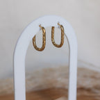 Créoles en acier inoxydable -  ovales piquées - Bar à boucle