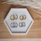 Créoles en acier inoxydable - Rondes martelées - Bar à boucles