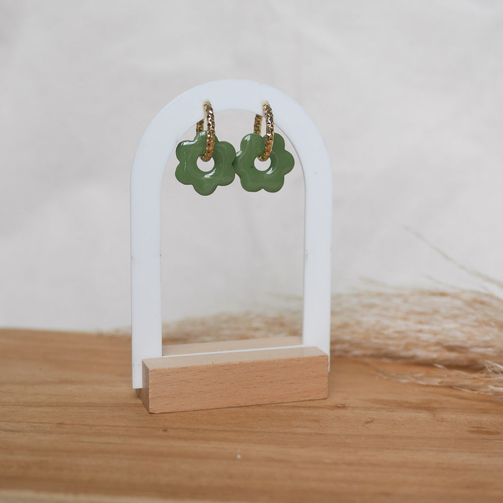 Créoles en acier inoxydable - Rondes martelées - Bar à boucles