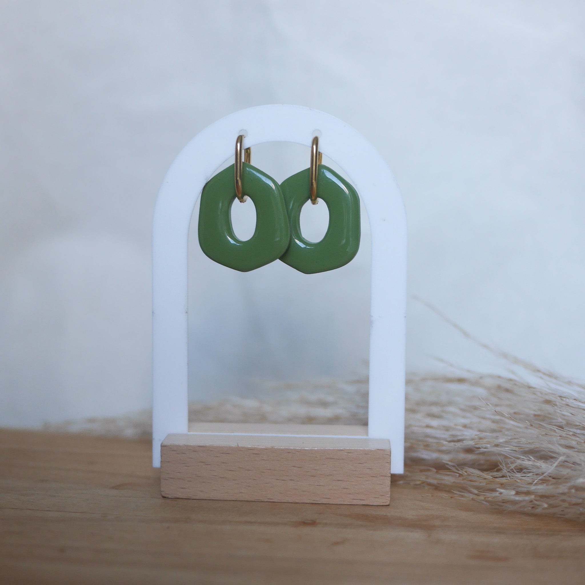 Créoles en acier inoxydable - ovales fines - Bar à boucles